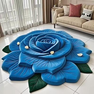 Tapete de Chão com Formato de Flor Visual 3D Antiderrapante Tapete Floral para Banheiro Super Absorvente Tapete Ilusório para Banheira Chuveiro Quarto Cozinha