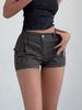 Rose Beauty A Damen-Y2K-Street-Cargo-Shorts mit elastischer Taille und Klapptasche an der Seite, einfarbig, einfache, lässige Shorts für den Alltag