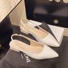 Sea Salt Black White Pointed High Heel Sandals for Women Back Hollow Half Headed Single Shoes Fashion Versatile Dress Shoes