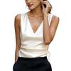 Solid Color Drawstring Sleeveless Top V-neck Waist Vest Female Commuting Versatile Inner and Outer Wear