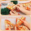 Decorative Door Bow Fall Scalloped Wreath Sash for Front Door, 55 Inch Plaid Gingham Autumn Ribbon Thanksgiving Harvest Yard Porch Doorway Indoor