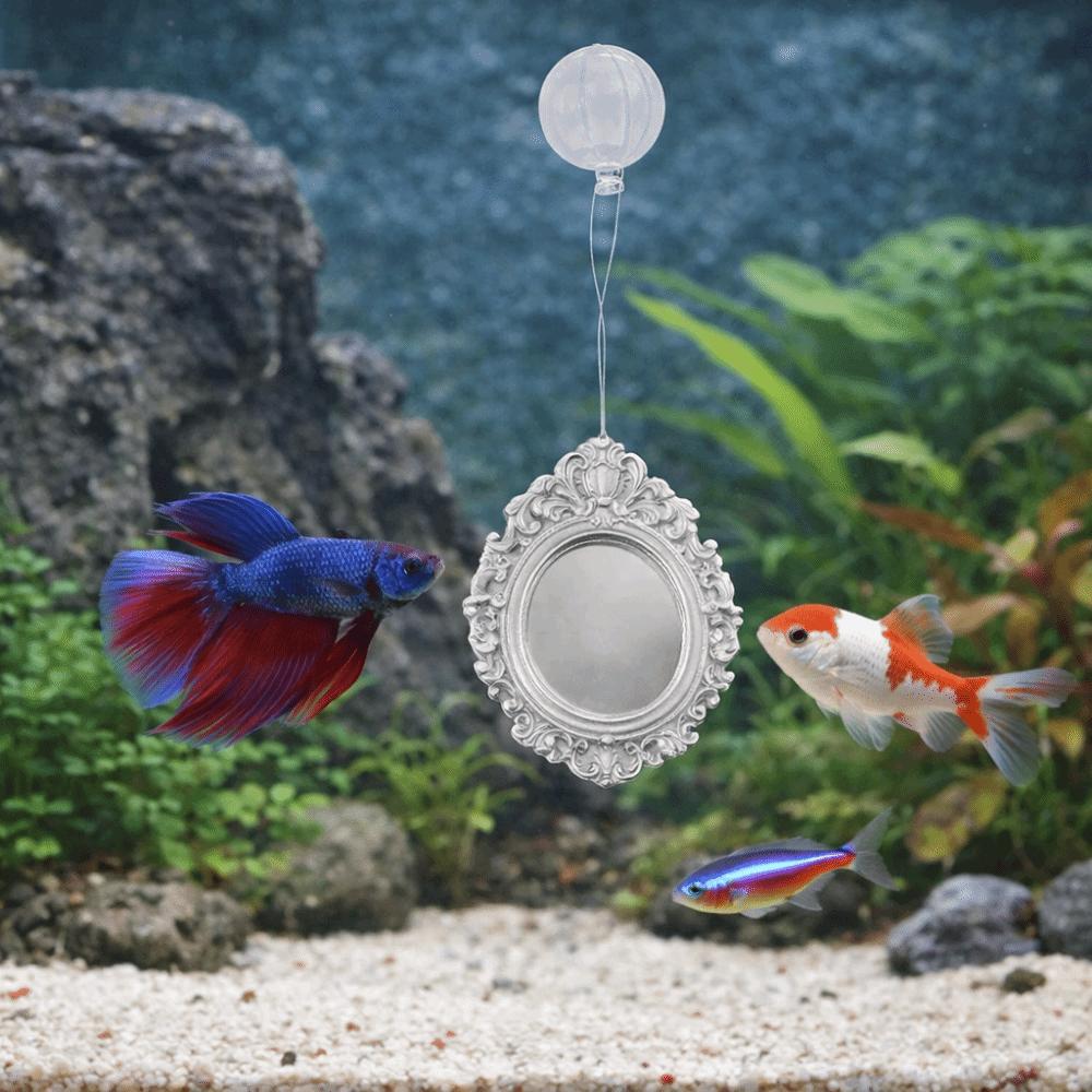 Lustiger Retro-Stil Betta-Fisch Trainingsspiegel Mini Gravur Reizfisch Spiegel Dekoration Fisch Reizspielzeug Aquarium Landschaftsgestaltung