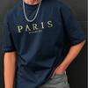 Paris Romantische Stadt Buchstaben Grafikdruck T-Shirts Herren T-Shirt Sommer Lockere Kleidung Lockere Baumwolle Oversize T-Shirt Straße Weiche Oberteile