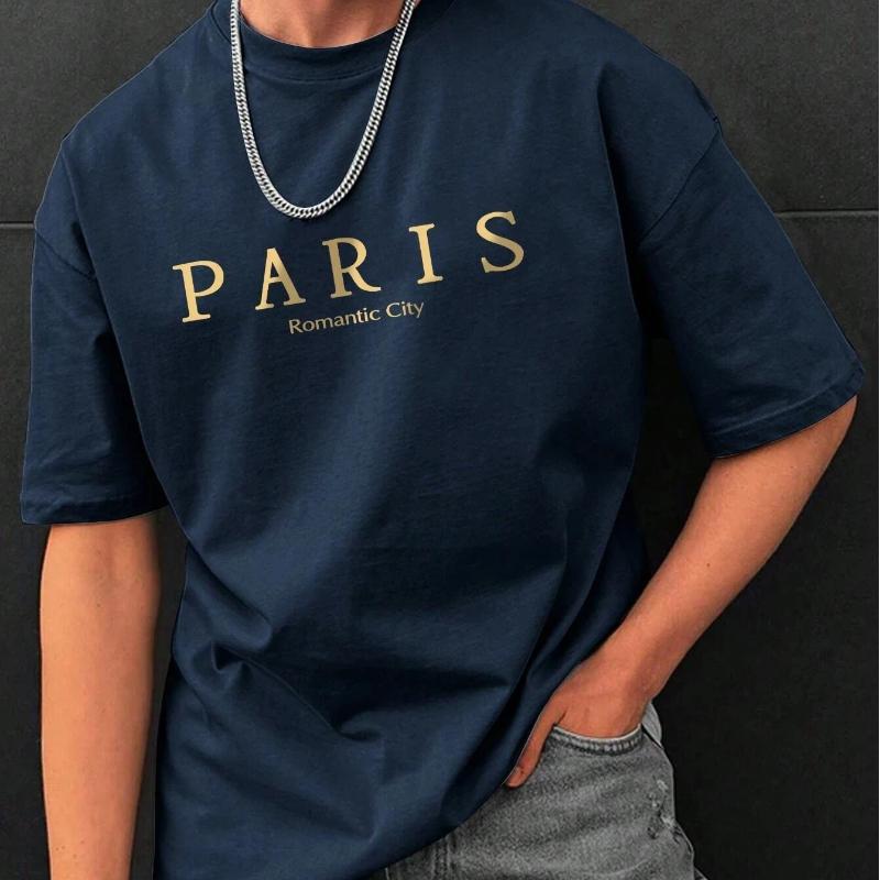 

Футболки с графическим принтом Paris Romantic City Letter, мужская летняя свободная одежда, свободная хлопковая футболка большого размера, уличные мягкие топы XS