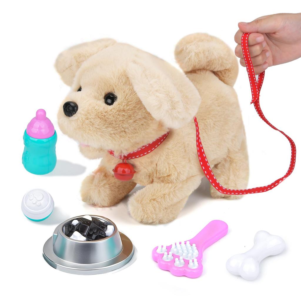 Electric Plush Dog Pretend Play Toy with Bell and Tug, Pet Grooming Kit, Doctor Play, Pet Care, Moving Dog, Sound Toy, Kids Gift, Educational Toy