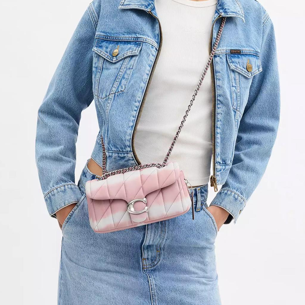 Coach Tabby 20 Classic Logo Napa Leather Crossbody Shoulder Bag Small Unisex bags White Pink CU081-LHPMC