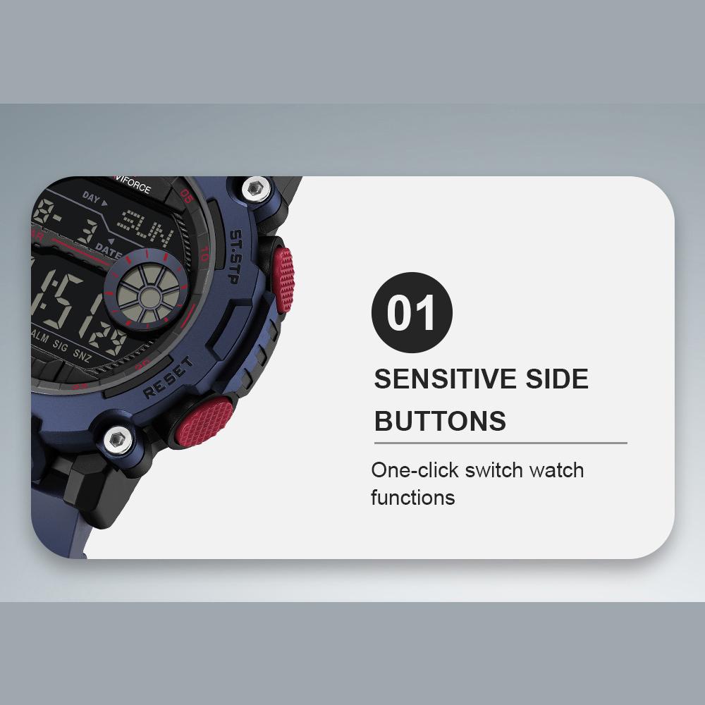 Naviforce Original Men LCD Digital Watch Lightweight Silicone Strap Waterproof Calendar Date Chronograph Alarm Men Boys Outdoor Watch NF7133