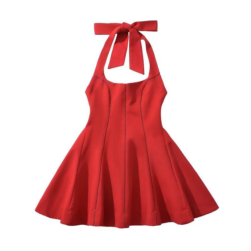 Kaslead New Arrival Women's Clothing Fashion Style Fashion Minimalist Temperament Mesh Slim Fit Patchwork Dress