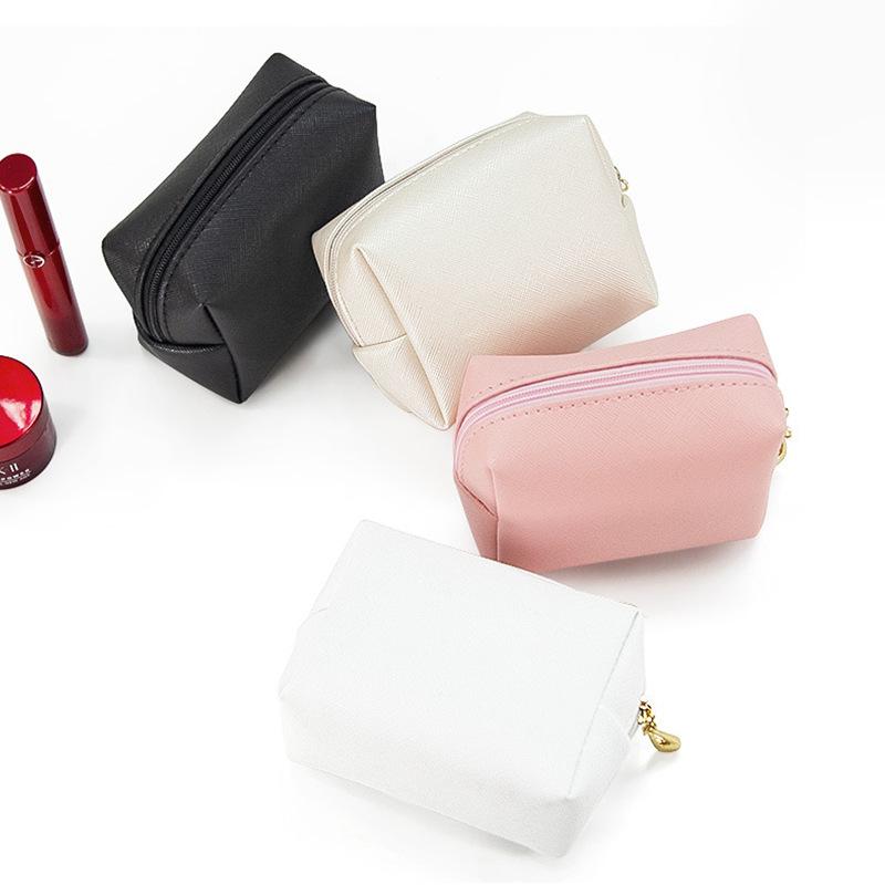 Cosmetic Bag Women Popular Product Pu Hand-Held Portable Square Waterproof Zipper Cute Travel Makeup Skincare Bag