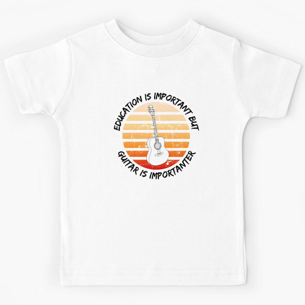 Education Is Important But Guitar Is Importanter Grunge Retro Sunset In Blue Kids T-Shirt 120