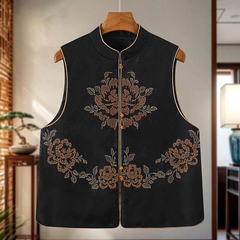 Summer 2025 Trendy Guofeng Chinese-Style Jacquard Embroidered Tang Suit Vest M