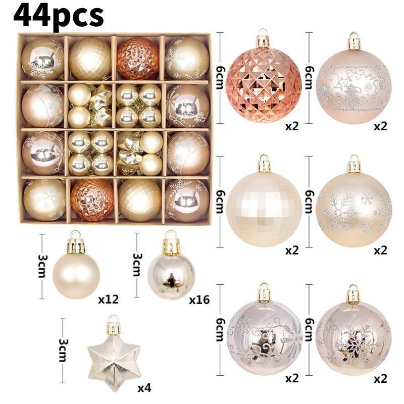 Charming 44 Piece Decorative Christmas Balls In Unique Shapes For Elegant Holiday Display