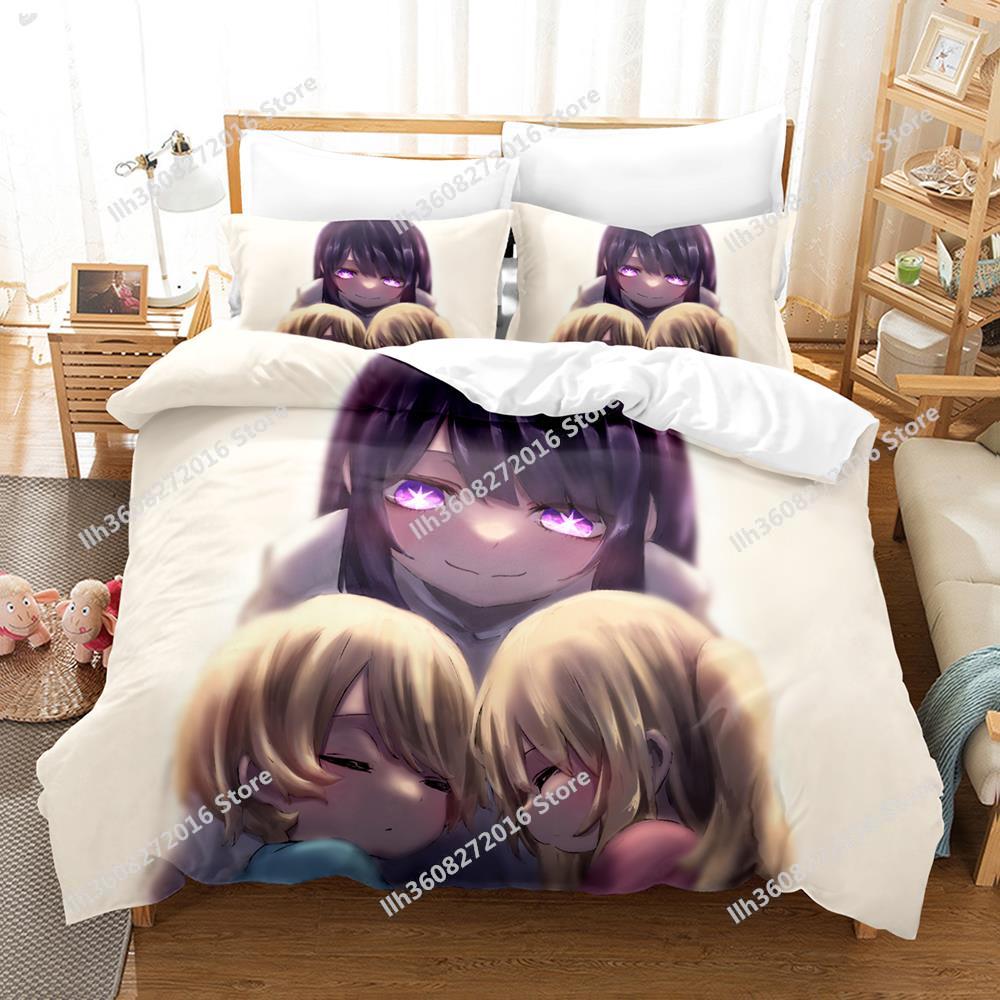 New Oshi No Ko Bedding Set Cartoon Anime Three-piece Set Adult Kid Bedroom Duvetcover Sets 3D Kawaii Girls Colcha De Verano Cam