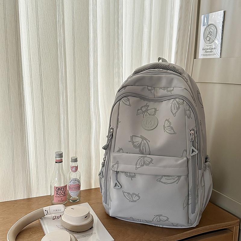Simple Capacity Large Backpack With Butterfly And Letter Print Design For Daily