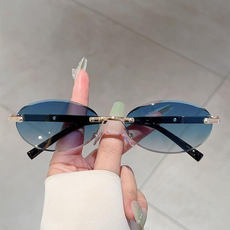 JYL TS Sunglasses UV Protection Small Frameless Ellipse High European/3106