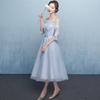 Evening dress   new one-word shoulder certificate dress bridesmaid dress women's thin banquet bridesmaid group sisters dress