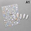 Summer Beach Jellyfish Nail Stickers Colorful Shell Starfish Conch Fish Adhesive Embossed Decals Manicure Foils for Decor