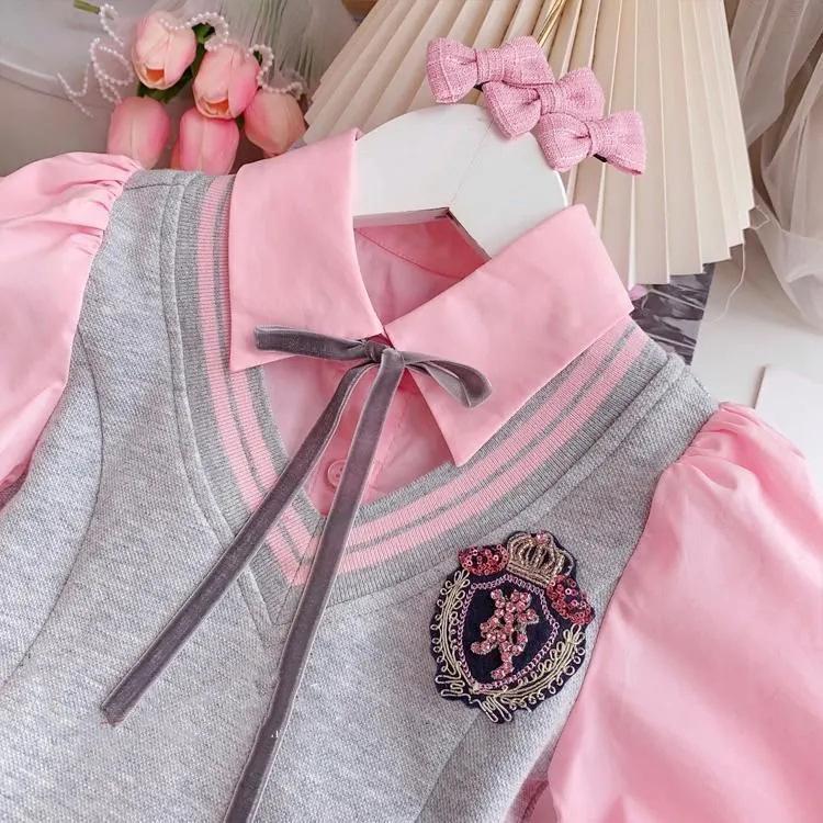 Girls' College Style Dress Set - Spring & Autumn 2025 Collection