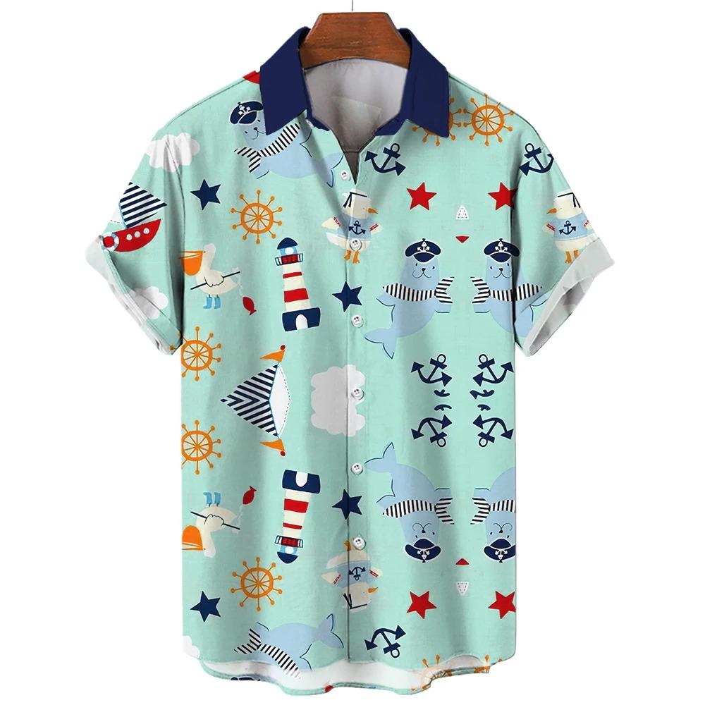 Pánské košile Mořské zvíře Mořský koník Malířský styl Tištěná košile s krátkým rukávem Autentický ležérní pánský top Svetr Košile