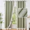 French Linen Blackout Curtain With Ruffles Bedroom Living Room Kitchen Window Door