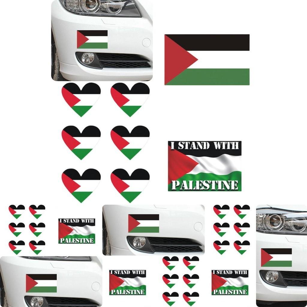 High-quality Pet Material Car Sticker 14cm Palestinian Flag Decal