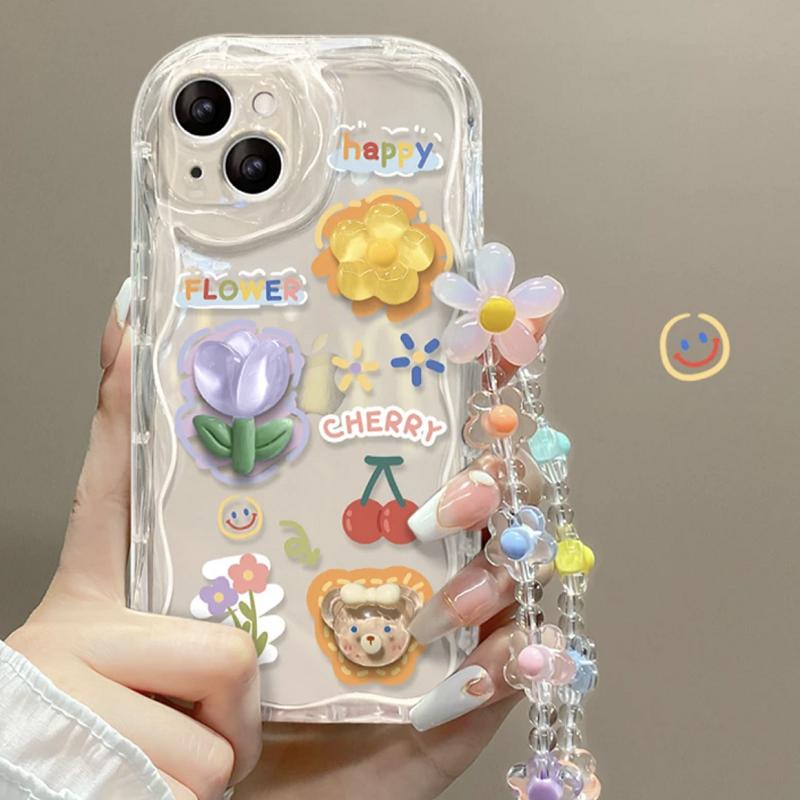 

3D Flowers Animals With Bracelet New Phone Case For Xiaomi Mi 14 12 12T 11 Lite Poco M6 X6 F6 X5 X4 Pro GT NFC 4G 5G Back Cover Poco X3 4G