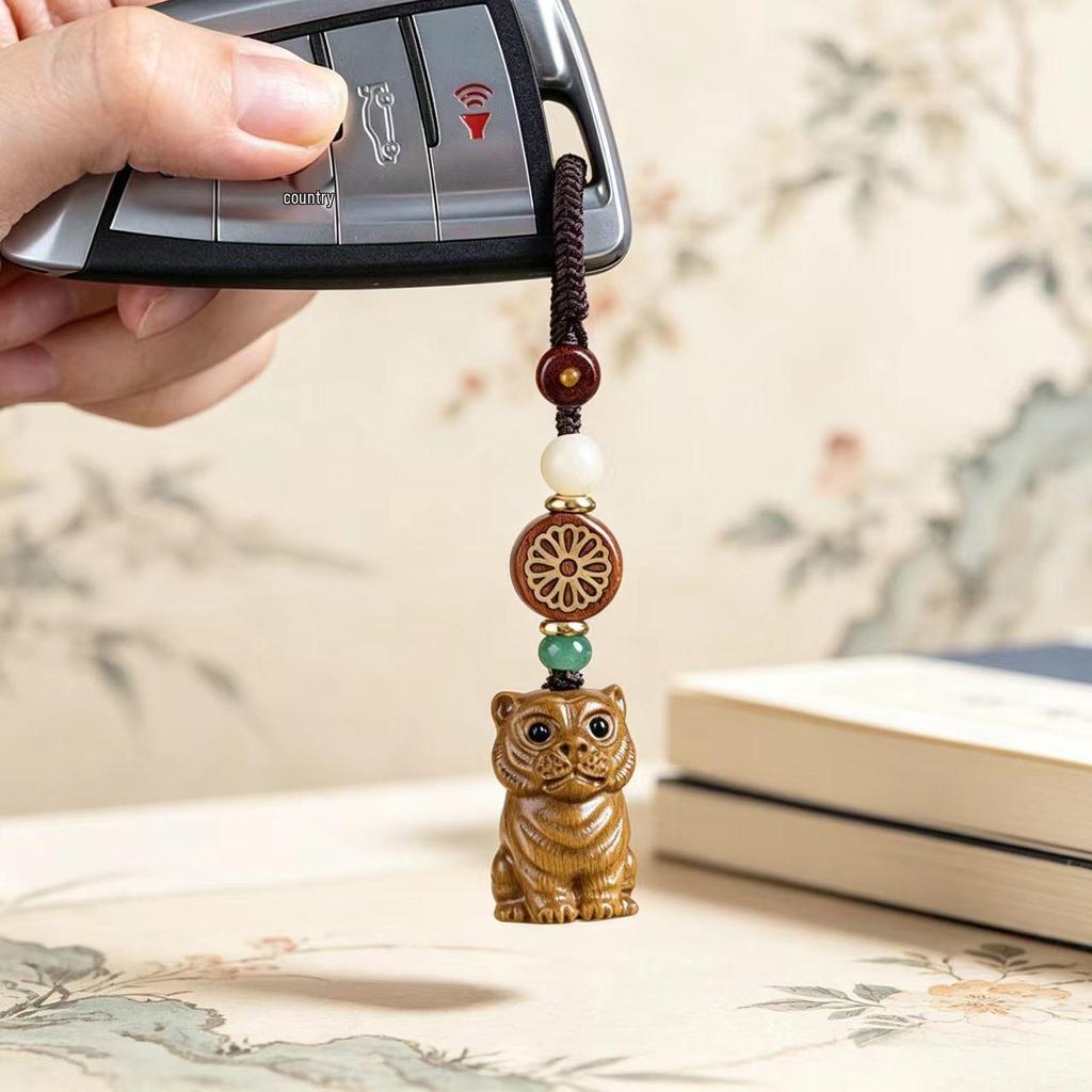 Sandalwood Zodiac Tiger Keychain & Phone Lanyard Pendant