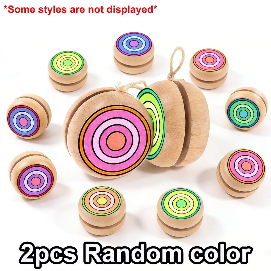 2PCS Handcrafted Wooden Yoyo - Circular Exercise Toy for Adults, DIY Paintable Design for Creative Decoration, Party Games ZSY