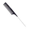 IKONIC CARBON COMB - CC-007 BLACK with Ionic Coating for Static Free Styling, Comes with an Extended Tapered Steel Handle That Doubles As a Hair