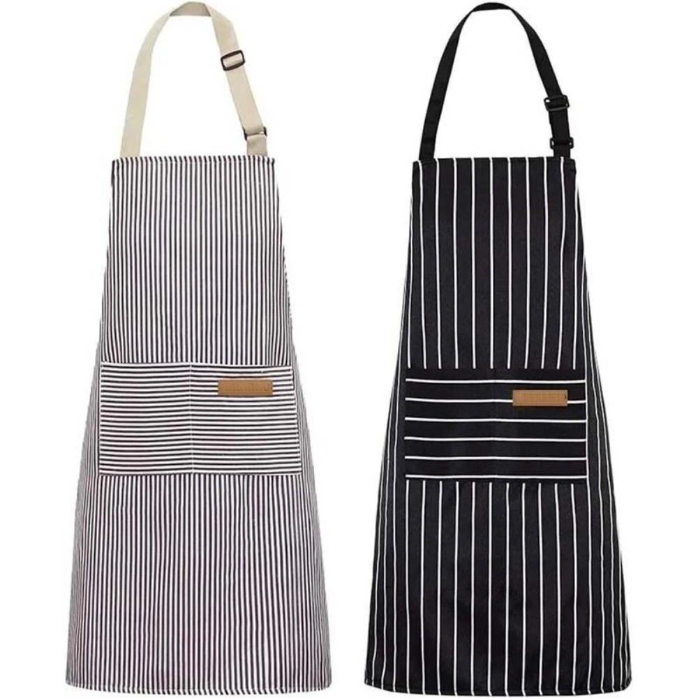 with 2 Pockets Striped Apron Adjustable Kitchen Apron Practical Cooking Apron Food Preparation