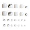 White Square Fake Toenails with Rhinestone Sweet & Charming Reusable False Nails for Stage Performance Wear