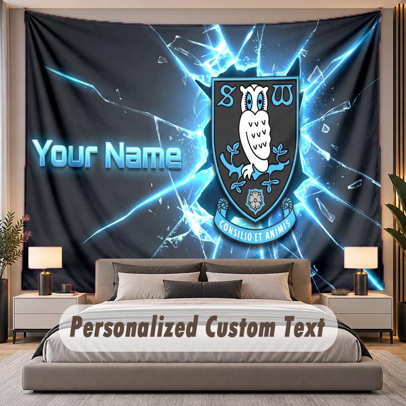 Custom Name Text Tapestry Sheffield Wednesday FC Personalized Polyester Wall Tapestry For Bedroom And Room