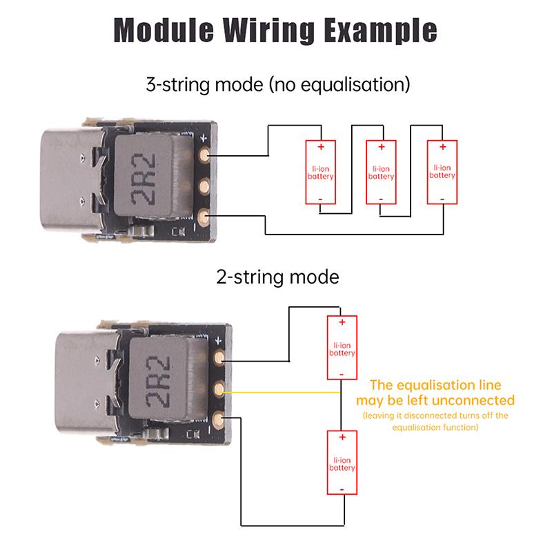 1/3Pcs Type-C 2S/3S 3.7V Charge Discharge Module Charger Dc 4.5~9.5V Board Boost Converter 18650 Lithium Battery Power Supply
