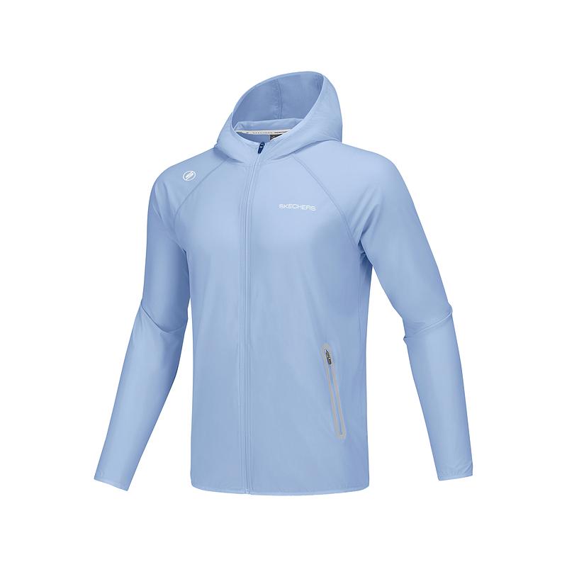 Skechers Rainbow Series Hooded Zip-Up Sports Long Sleeve Jacket Men Jackets Matte-Light-Blue P225M112-05CA