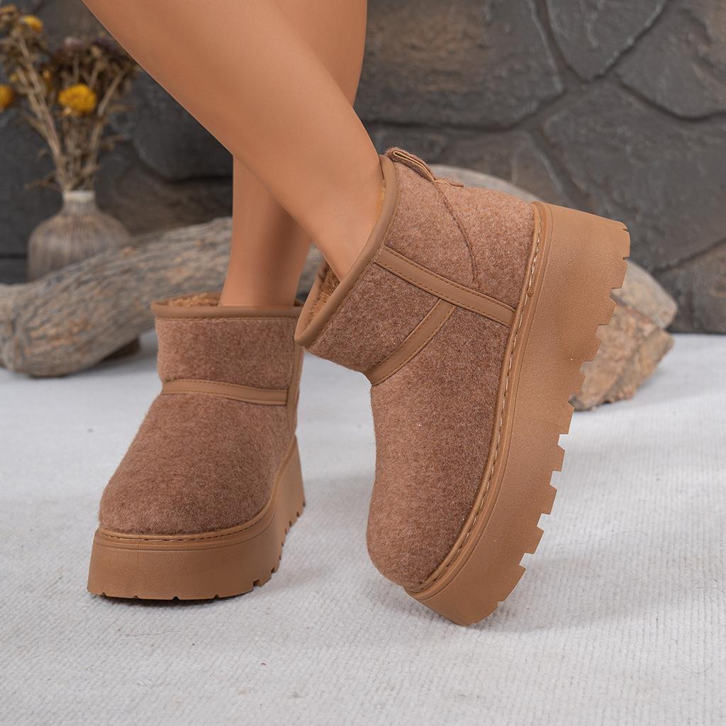 Women's Wide Width Platform Snow Boots, Plush Lined Winter Booties, Thickened Ankle Boots for Women