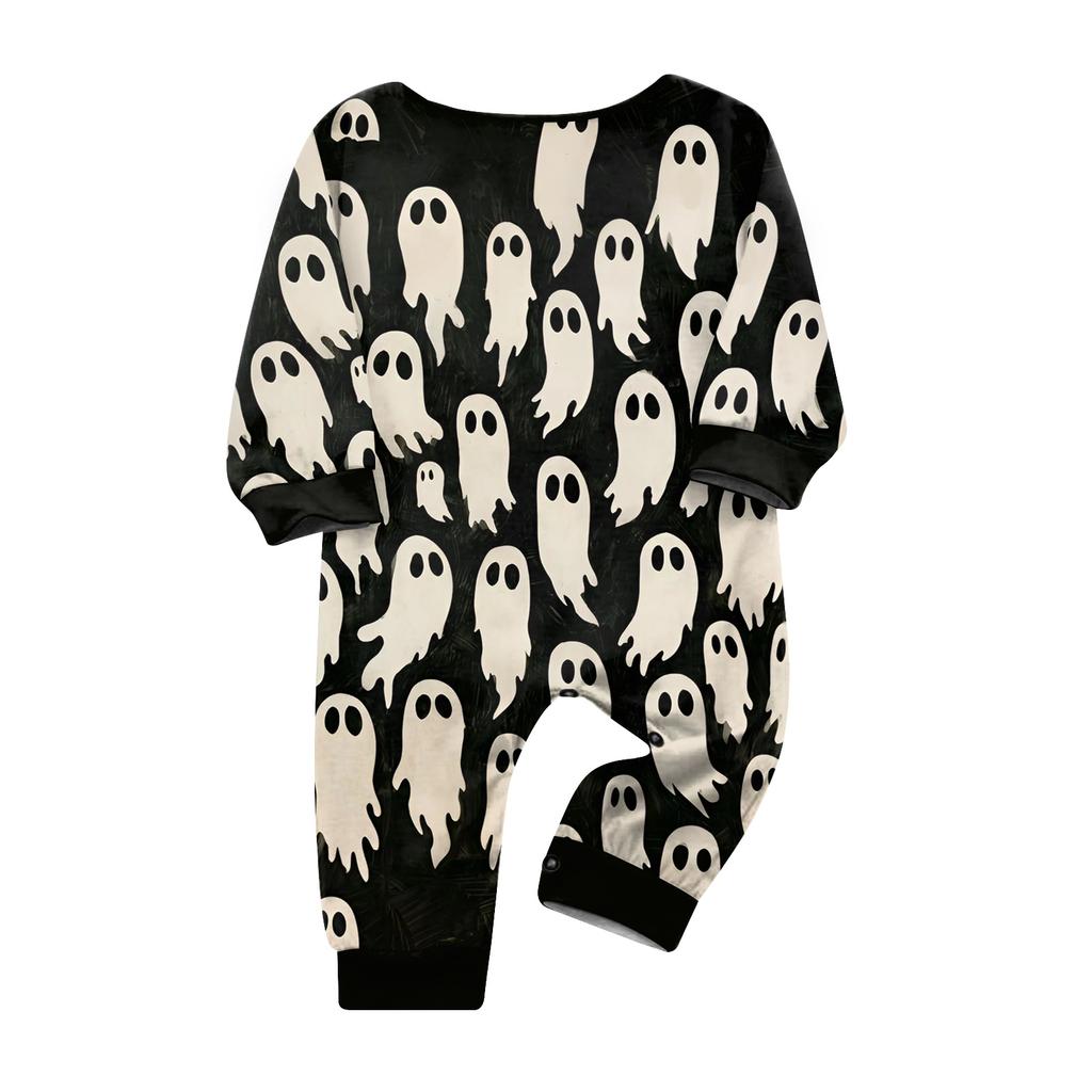 Parent-Child Halloween Printed Long Sleeve Pajama Set with Matching Tops and Pants for Family