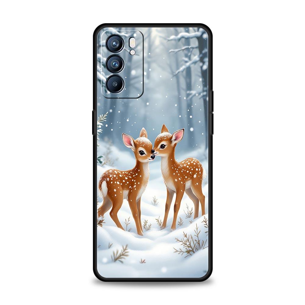 Cartoon Animal Deer Phone Case For Oppo A17 A31 A54 A57 A78 A79 A98 Find X5 X6 Reno 6 7 8 10 11 12 13 F Pro 5G Soft TPU Cover