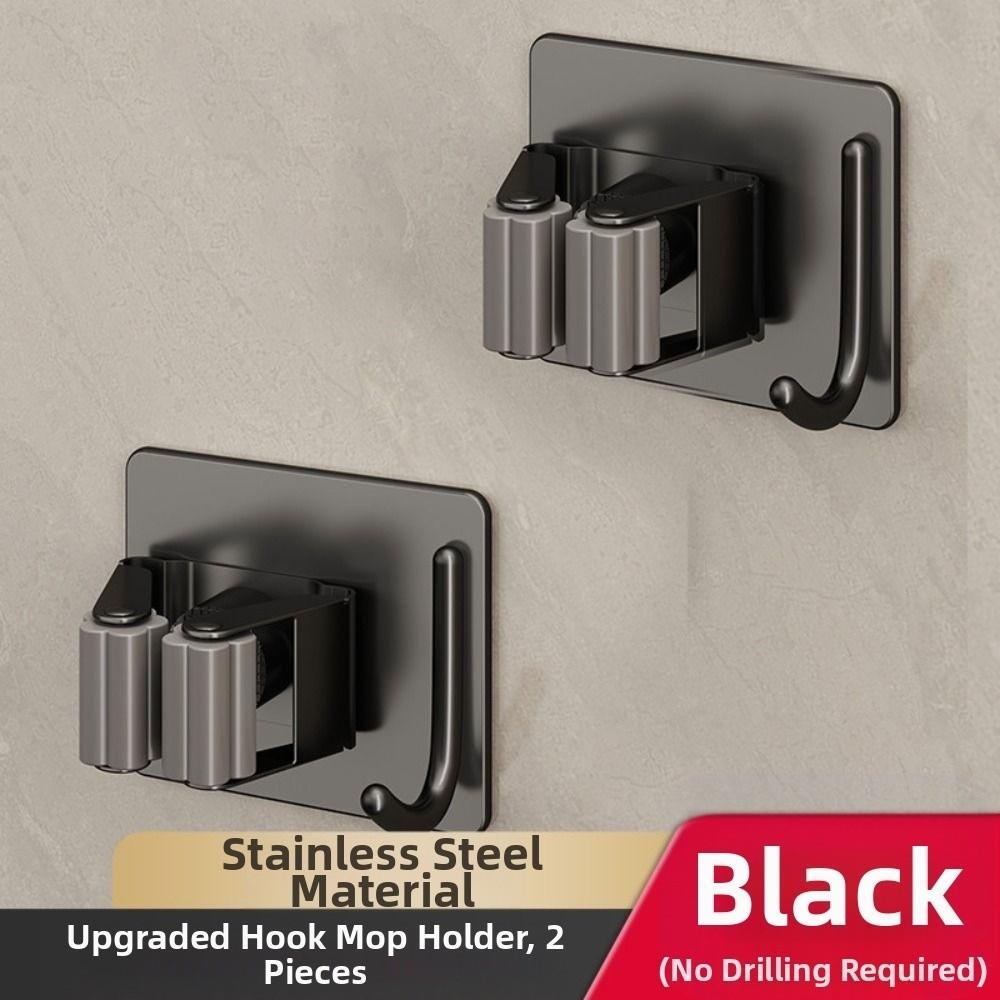 2Pcs Rust-Proof Stainless Steel Mop Holder Waterproof Mop Storage Clamp  Kitchen