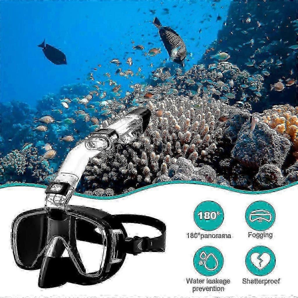2025 Snorkel Mask Foldable Diving Mask Set with Dry and Camera Mount, Anti-Fog Professional Snorkeling G