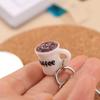 Miniature Coffee Beans Keychain Simulation Mini Coffee Cup Bag Charm  for Travel