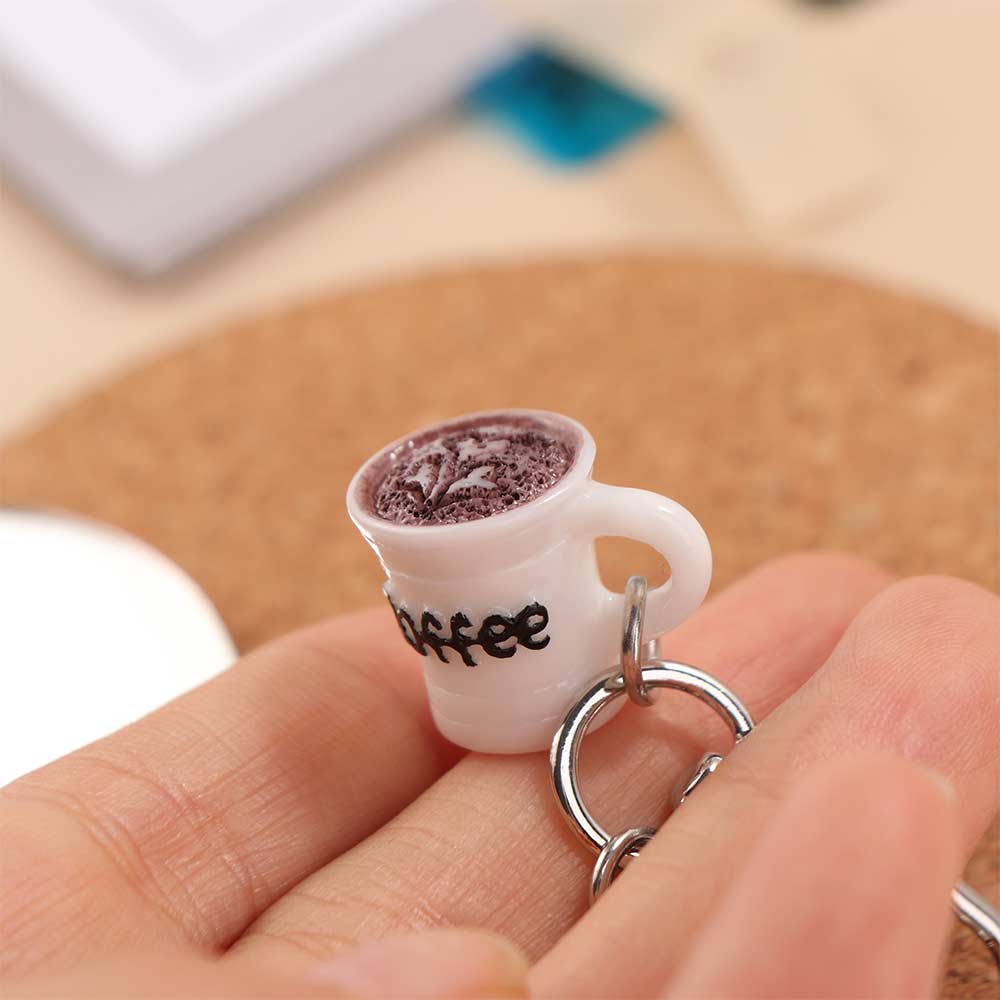 Miniature Coffee Beans Keychain Simulation Mini Coffee Cup Bag Charm for Travel