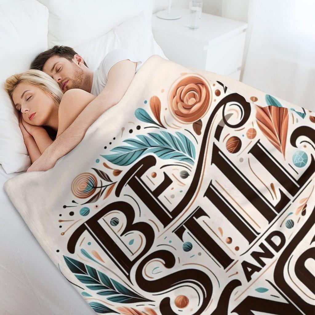 Sei still und erkenne, Typografie Tagesdecke lustiges Geschenk Flanell für Babys Karomuster auf dem Sofa Decken