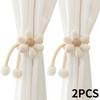 Elegant Adjustable Curtain Ties with Charming Floral Embellishments and White Faux Pearls - Easy No Drill Installation, Perfect for Bedroom