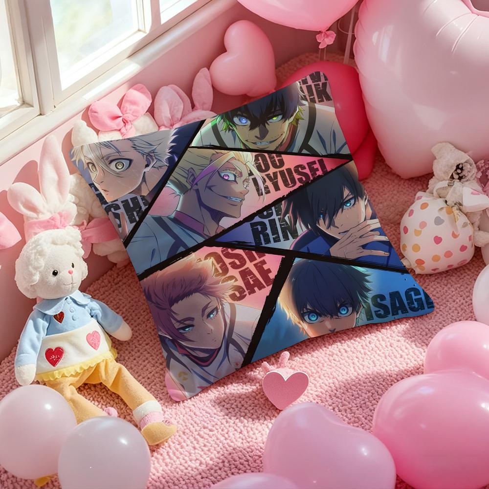 

comics B-Blue Lock Classic Cushion Cover Pattern Printed Pillowcase for Living Room Sofa Cushion Cover & Bedroom Decor 12x12Inch