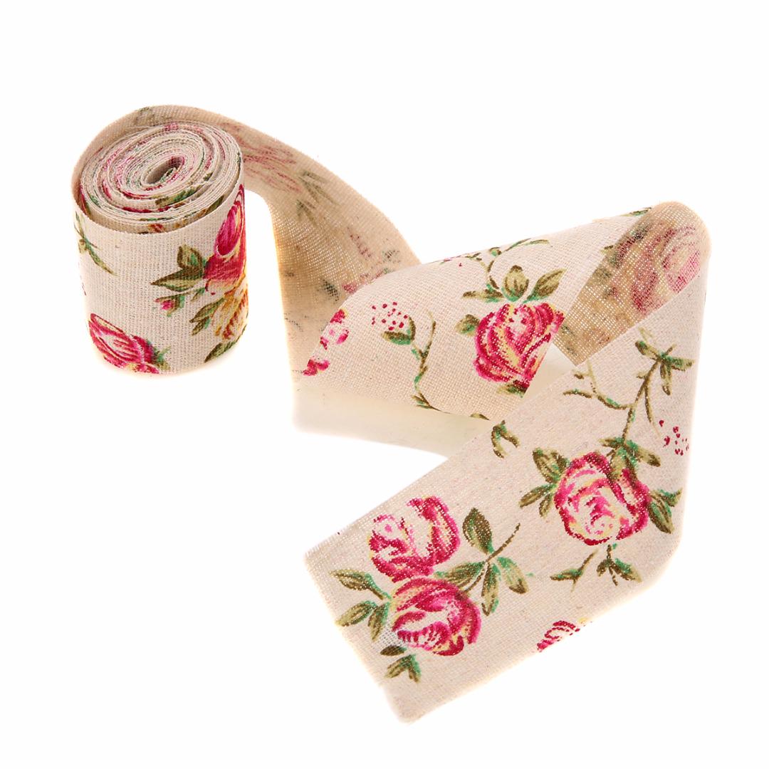 

Mayitr 3M винтажная роза с цветочным принтом из мешковины из гессианской ленты, ткань, свадебные декорации для рукоделия