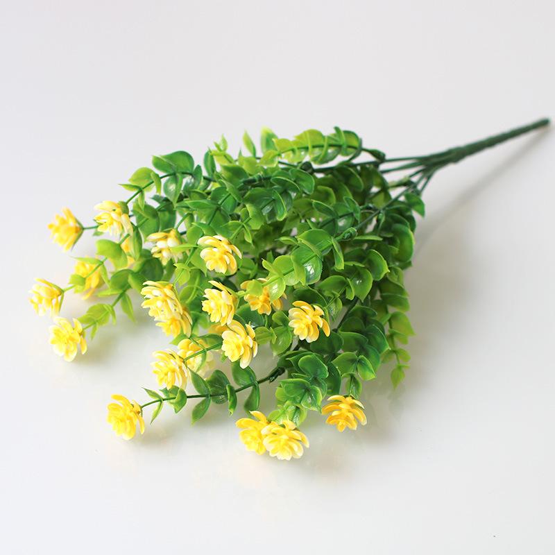 Artificial Milan Grass & Eucalyptus Money Plant with Lotus for Decorative Gardening