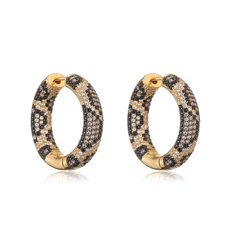 

18K Gold Plated Brass Zirconia Set Leopard Snake Earrings Atmospheric And Glamorous Round Earrings For Women 1 Pair Other