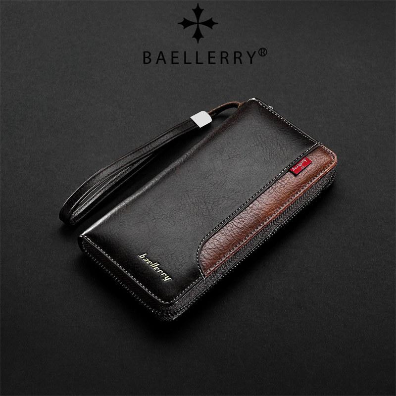 Baellerry Mode Homme Longs Portefeuilles Design Vintage Porte-Carte d'Identité Business Portefeuilles à Fermeture Éclair Portefeuilles Portefeuilles à Monnaie