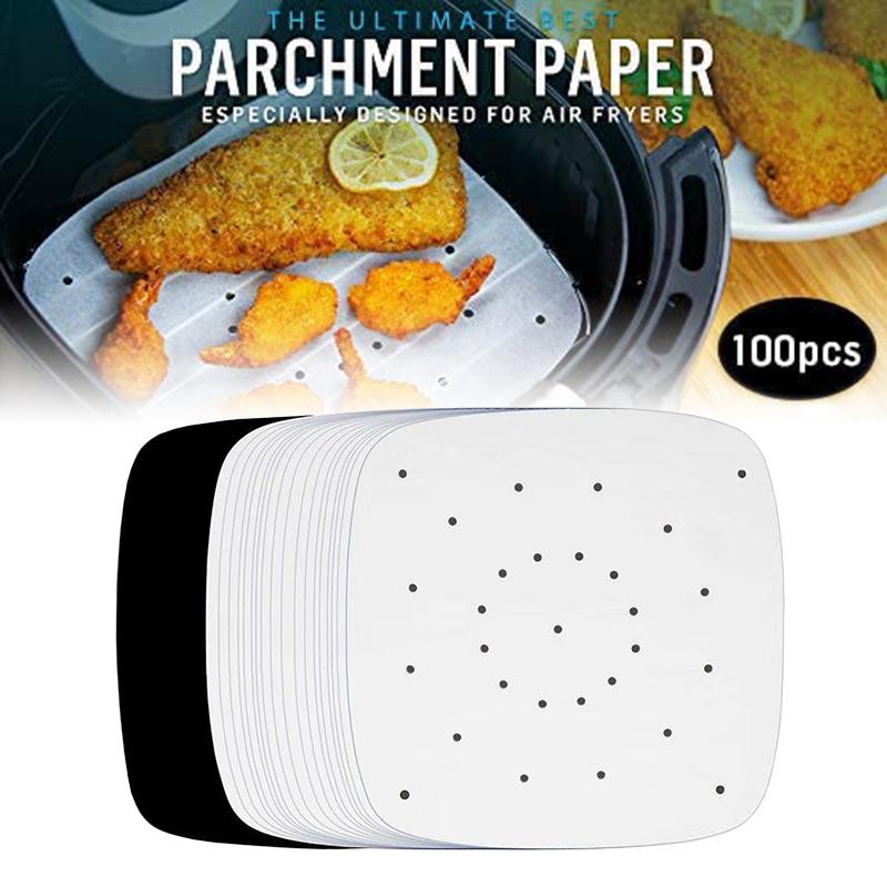 100pcs Air Fryer Parchment Paper Sheets Accessories For Airfryer Frying Cooking Baking Barbecue Food Mat