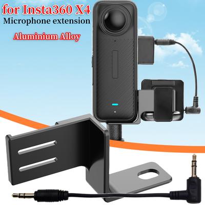 Microphone Expansion Bracket Aluminum Alloy Mic Adapter Mount Bracket External Microphone Holder for Insta360 X4 Accessories